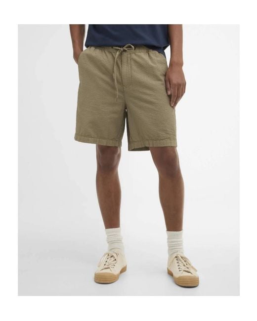 Barbour Natural Seersucker Drawstring Shorts for men