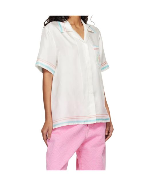 Casablanca White Dance Joy Cuban-Collar Shirt