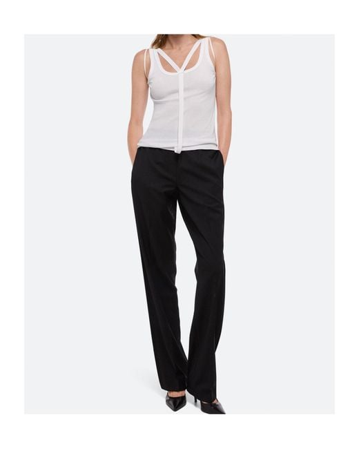 Helmut Lang White Strap Racer Sleeveless Tank Top