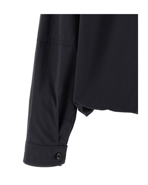 Lemaire Blue Soft Pleated High-Neck Jacket