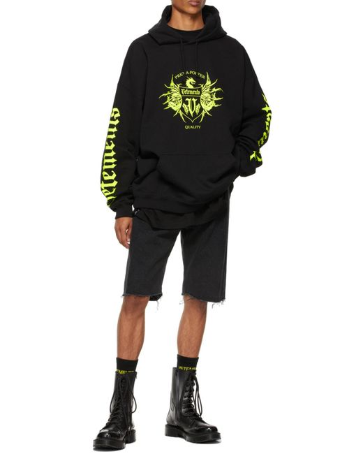 Vetements Blue Logo-Print Cotton-Blend Hoodie for men