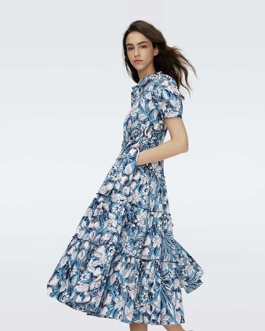 Diane von Furstenberg Blue Short Sleeve Dress