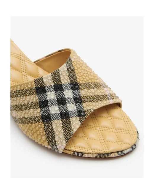 Burberry Multicolor Rhinestone Check Sloane Mules