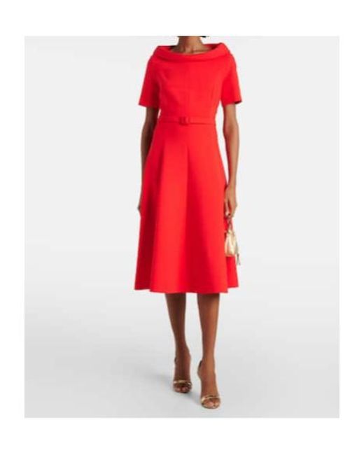 Oscar de la Renta Red Wool-Blend Midi Dress