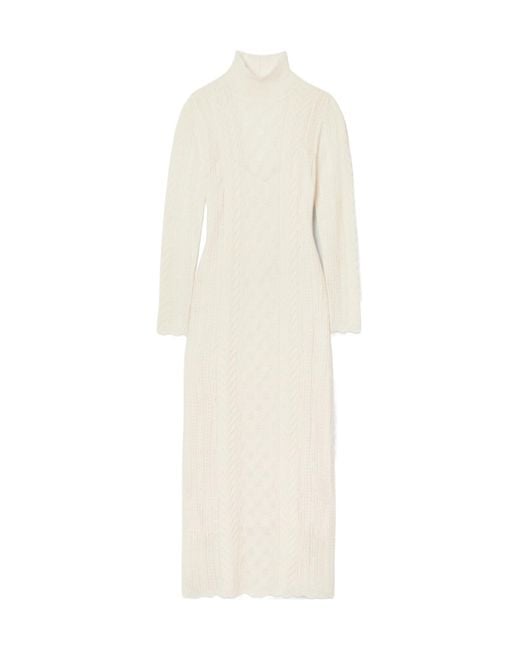 Ulla Johnson White Kassia Pointelle-Knit Alpaca-Blend Turtleneck Maxi Dress