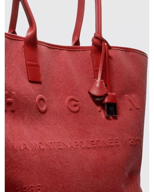 Hogan Red Address Medium Shopping Bag