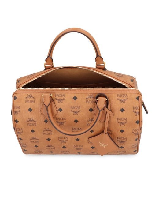 MCM Brown Logo Printed Tote Bag