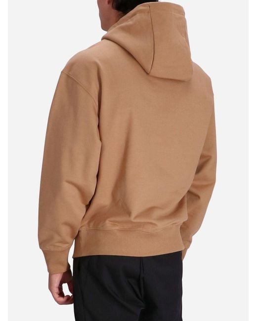 Boss Brown Boss Logo Printed Drawstring Hoodie for men