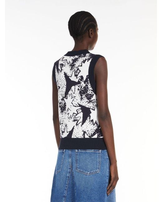 Weekend by Maxmara Black Jacquard Patterned Knitted Vest