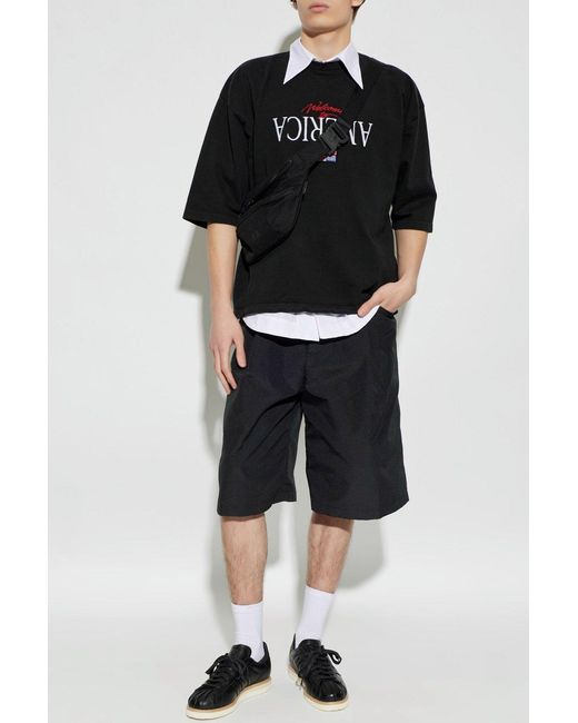 Willy Chavarria Black Pleated Bermuda Shorts for men