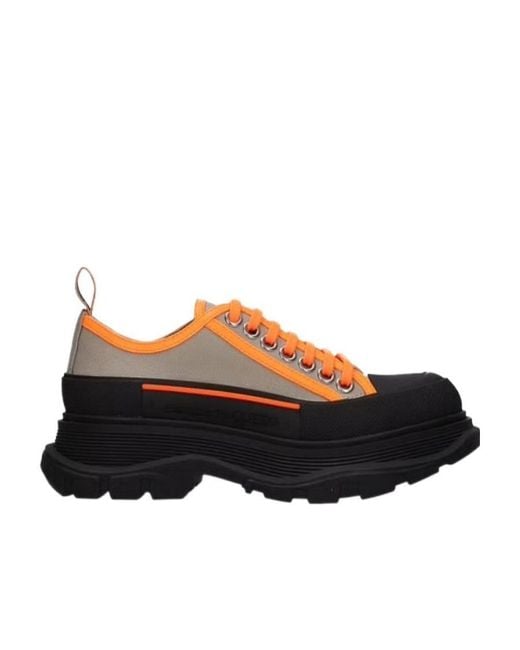 McQueen Black Tread Slick Lace Up Sneakers