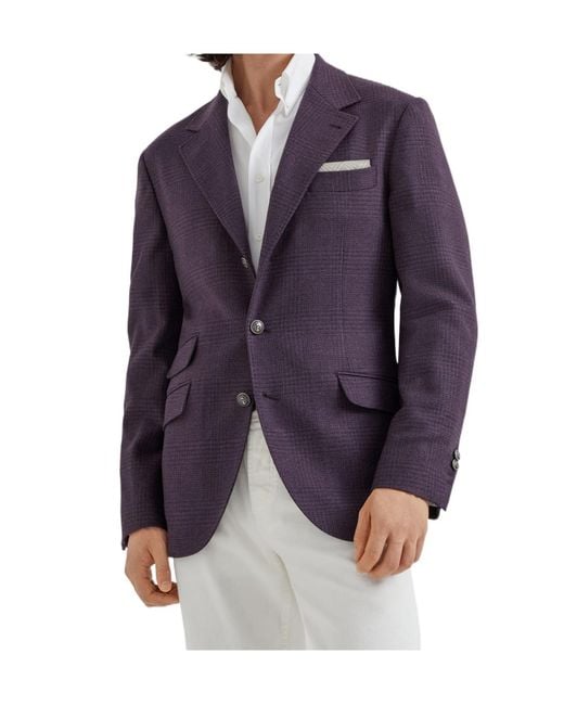 Brunello Cucinelli Blue Single-Breasted Blazer for men