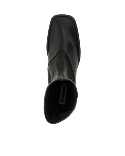 Jil Sander Black Square-Toe Ankle Boots