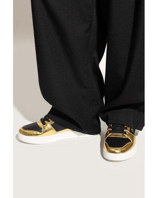 Versace Jeans Yellow Couture Logo Printed Low-Top Sneakers for men