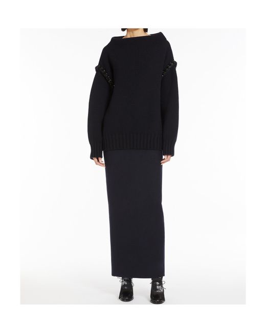 Max Mara Blue Palo High Waist Long Skirt
