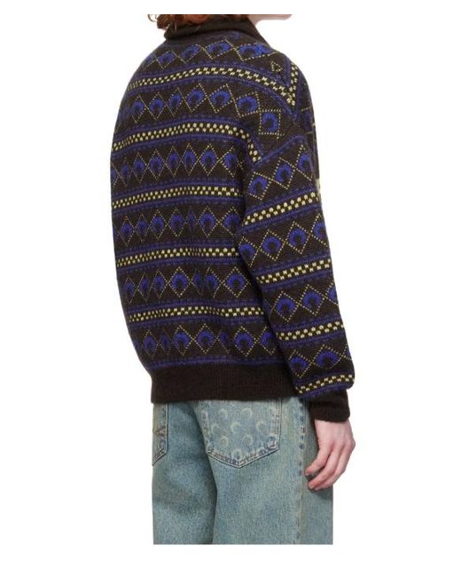 MARINE SERRE Black Lapel Long Sleeve Sweater for men