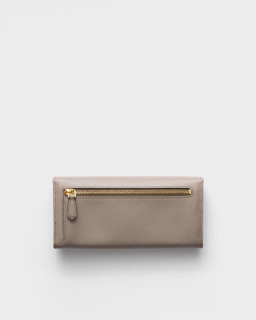 Prada Gray Triangle-Logo Leather Wallet
