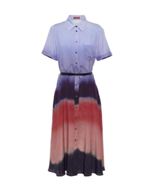 Altuzarra Purple Kiera Printed Silk Shirt Dress