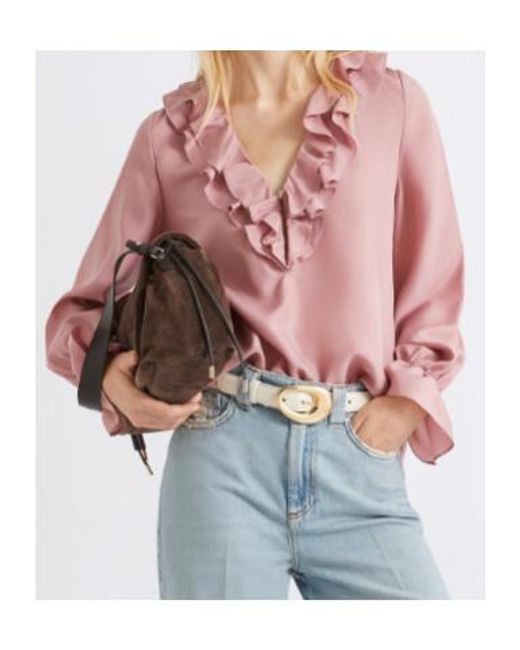 Marella Pink Ruched Silk Blouse
