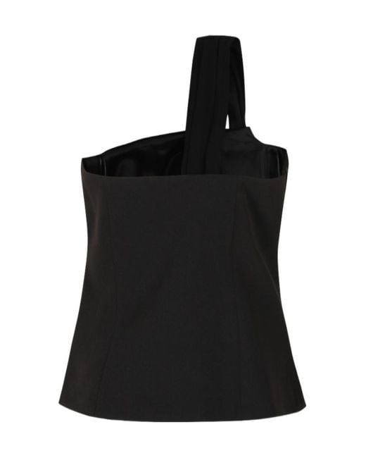 FEDERICA TOSI Black One-Shoulder Tank Top