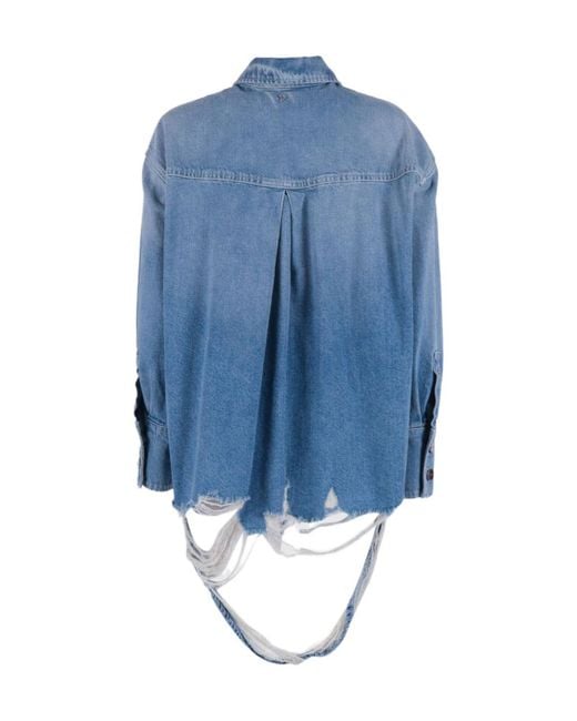 Dondup Blue Distressed-Finish Shirt