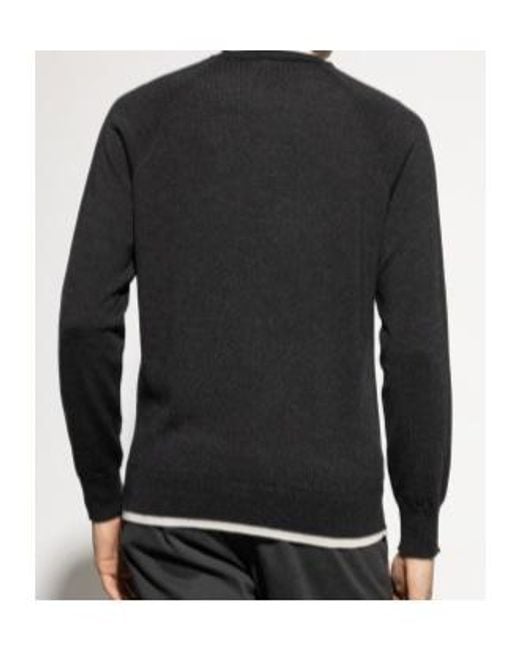 Eleventy Black Long Sleeved Ribbed-Knit Jumper for men