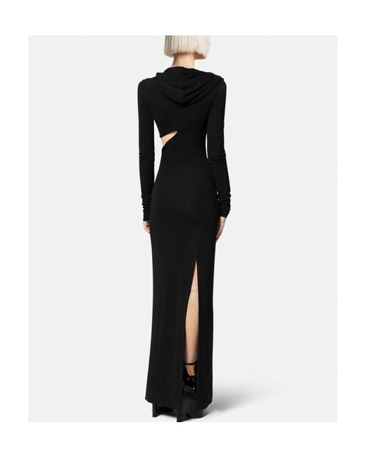 Versace Black Cut-Out Long Sleeved Hooded Maxi Dress