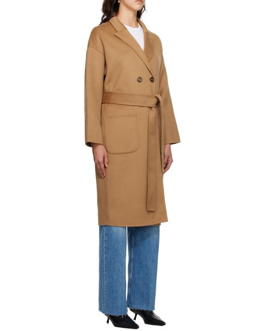 Anine Bing Brown Dylan Belted Double-Breasted Coat
