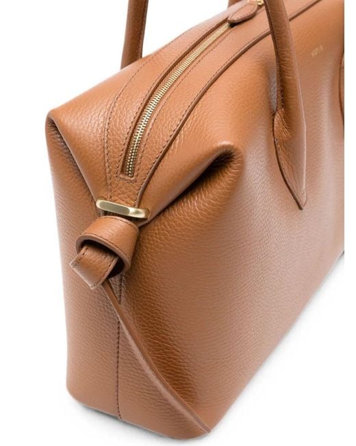 Yuzefi Brown Brioche Duffle Grained-Leather Shoulder Bag