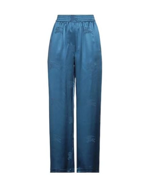 Burberry Blue Solid Color Jacquard Satin Pants