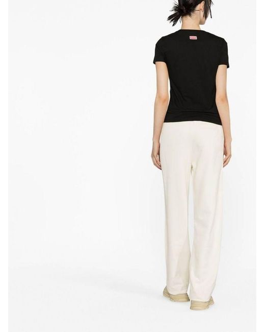 KENZO Black Tiger Motif Embroidered Crewneck T-Shirt