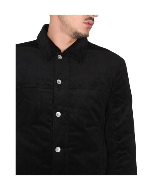 Rick Owens Black Button-Down Corduroy Worker Jacket for men