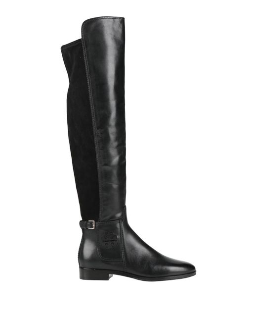 Tory Burch Black Solid Color Round Toe Long Boots