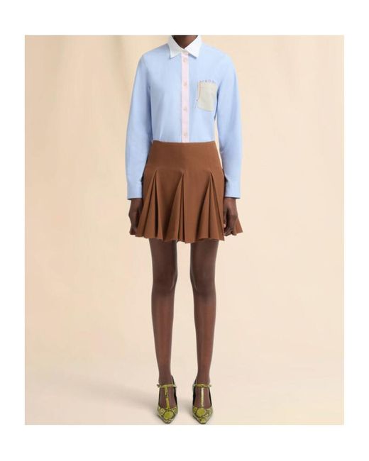 Marni Brown Pleated Mini Skirt