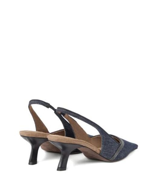 Brunello Cucinelli Blue Leather Pumps