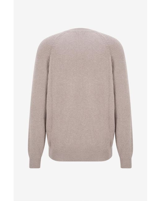 Brunello Cucinelli Gray Long-Sleeved Knitwear for men