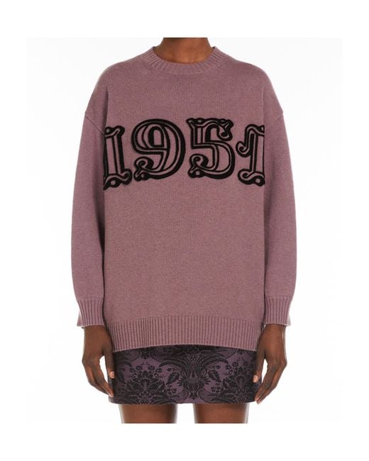 Max Mara Purple Fido Crewneck Long-Sleeved Jumper