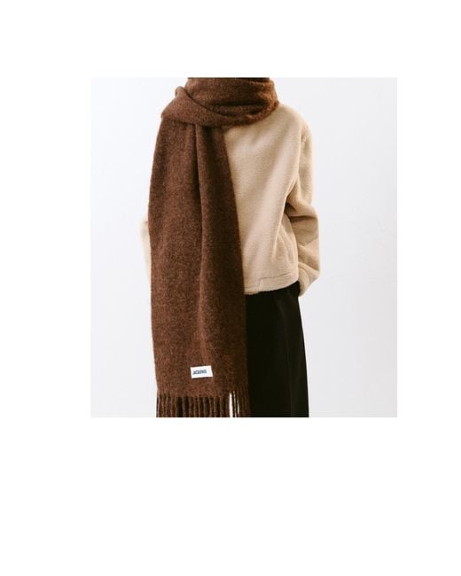 Jacquemus Brown The Carro Fringed Edge Scarf for men