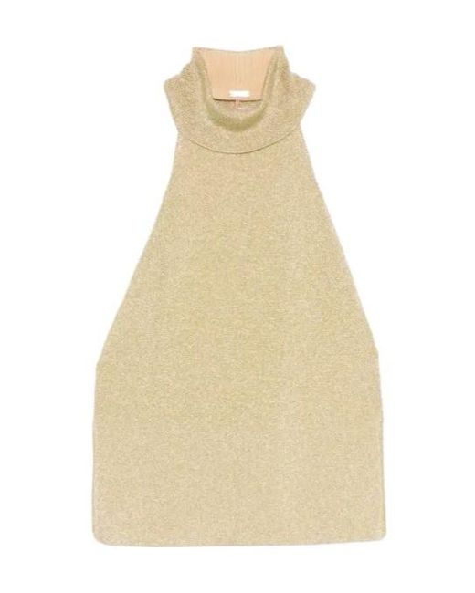 Cult Gaia Natural Halter-Neck Sleeveless Top