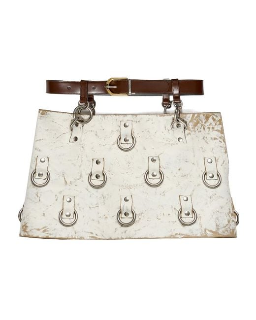 Prada Metallic Embellished Leather Miniskirt