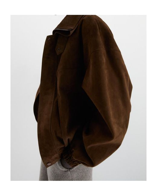 Magda Butrym Brown Elasticated-Trim Suede Jackets
