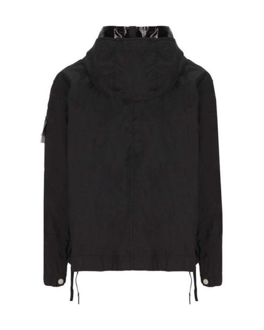 Stone Island Black Logo Details Hooded Casual Jacket for men