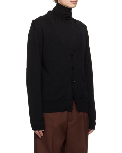 Jil Sander Black Hollowed-Out Long-Sleeved Knitted Cardigan for men