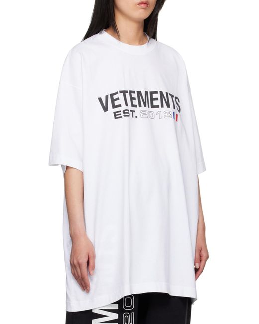 Vetements White Logo-Print Cotton T-Shirt for men