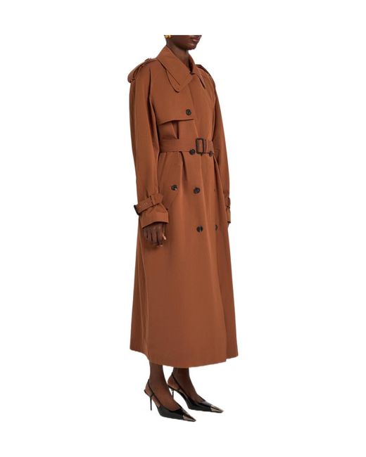 Saint Laurent Brown Double-Breasted Cotton And Silk-Blend Trench Coat