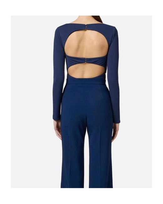 Elisabetta Franchi Blue Appliqué Jersey Bodysuit