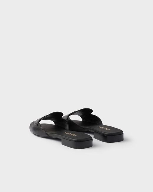 Prada Black Leather Slides