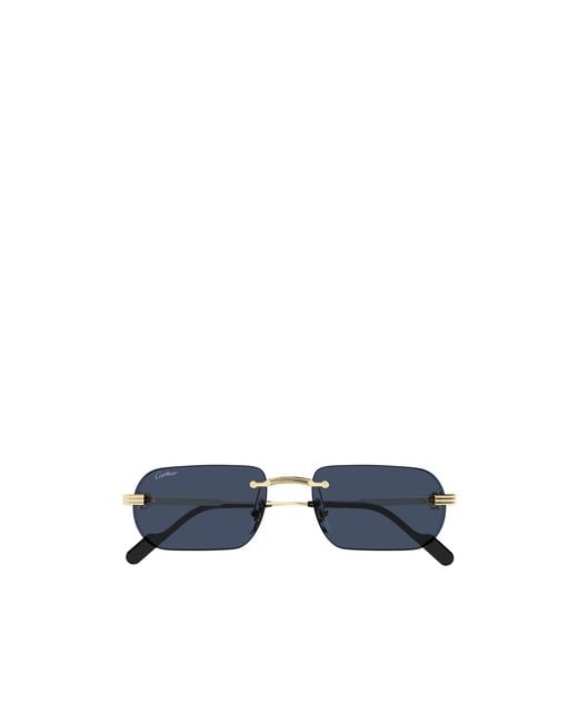Cartier Blue Rectangular Frame Sunglasses for men