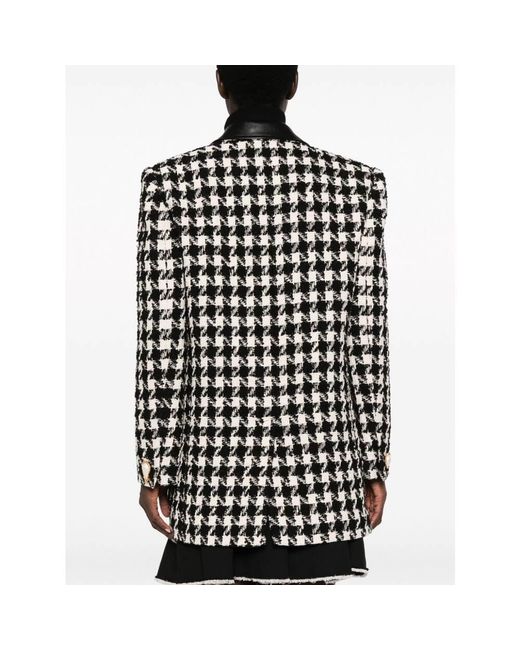Moschino Black Houndstooth-Pattern Straight Hem Jacket