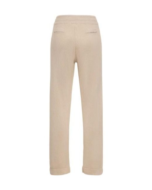 Brunello Cucinelli Natural Drawstring Waist Casual Trousers